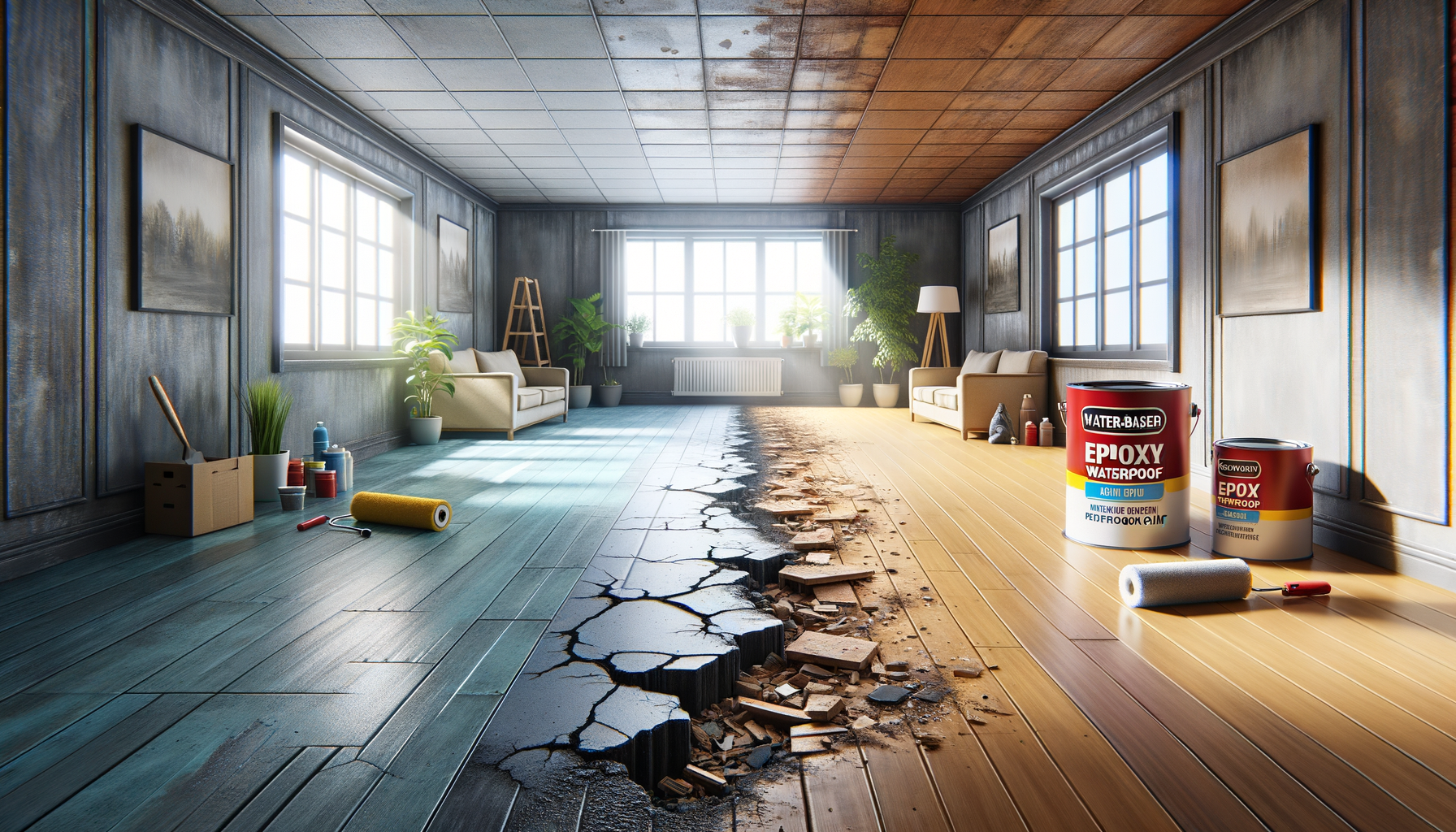 Floor broken and unsightly? Discover the convenience of water-based epoxy waterproof floor paint.